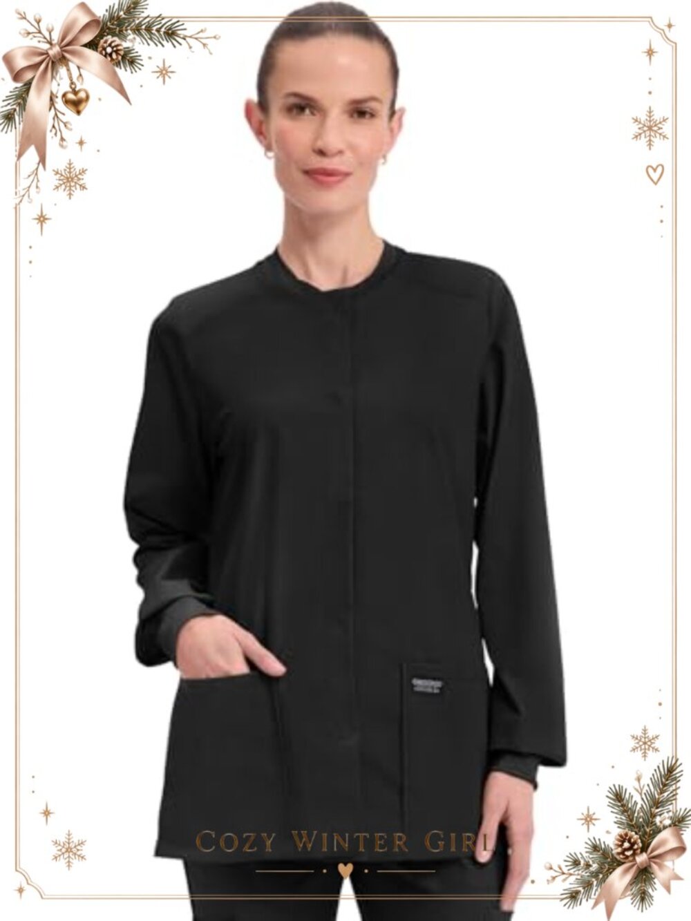 Cherokee Scrubs Snap Front Workwear Scrub Jacket Long Sleeve